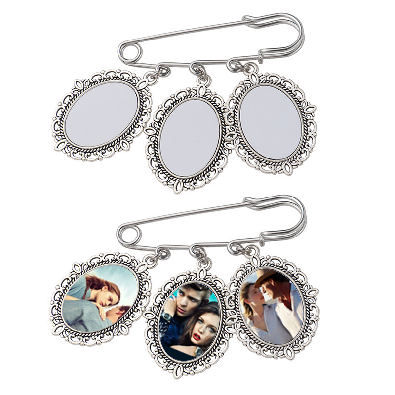 Sublimation Oval Brooches Photo Charm Blanks Wholesale Badge