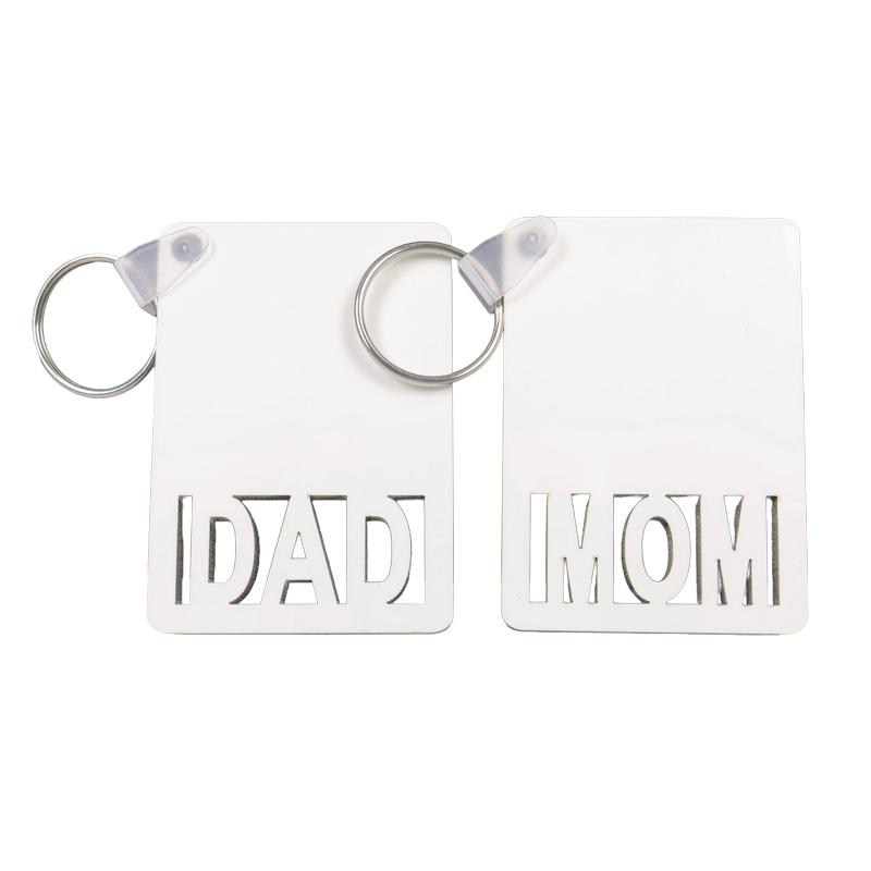 Sublimation MDF MOM DAD Keychain Blanks Wholesale Wood Key Ring