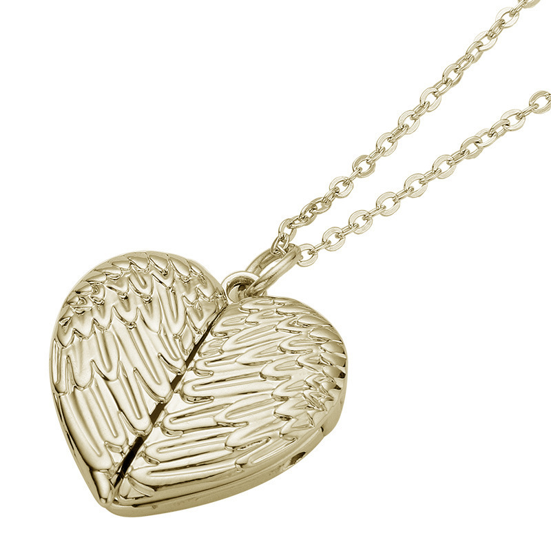 Sublimation Angle Wing Heart Necklace Blanks Wholesale Metal Necklace