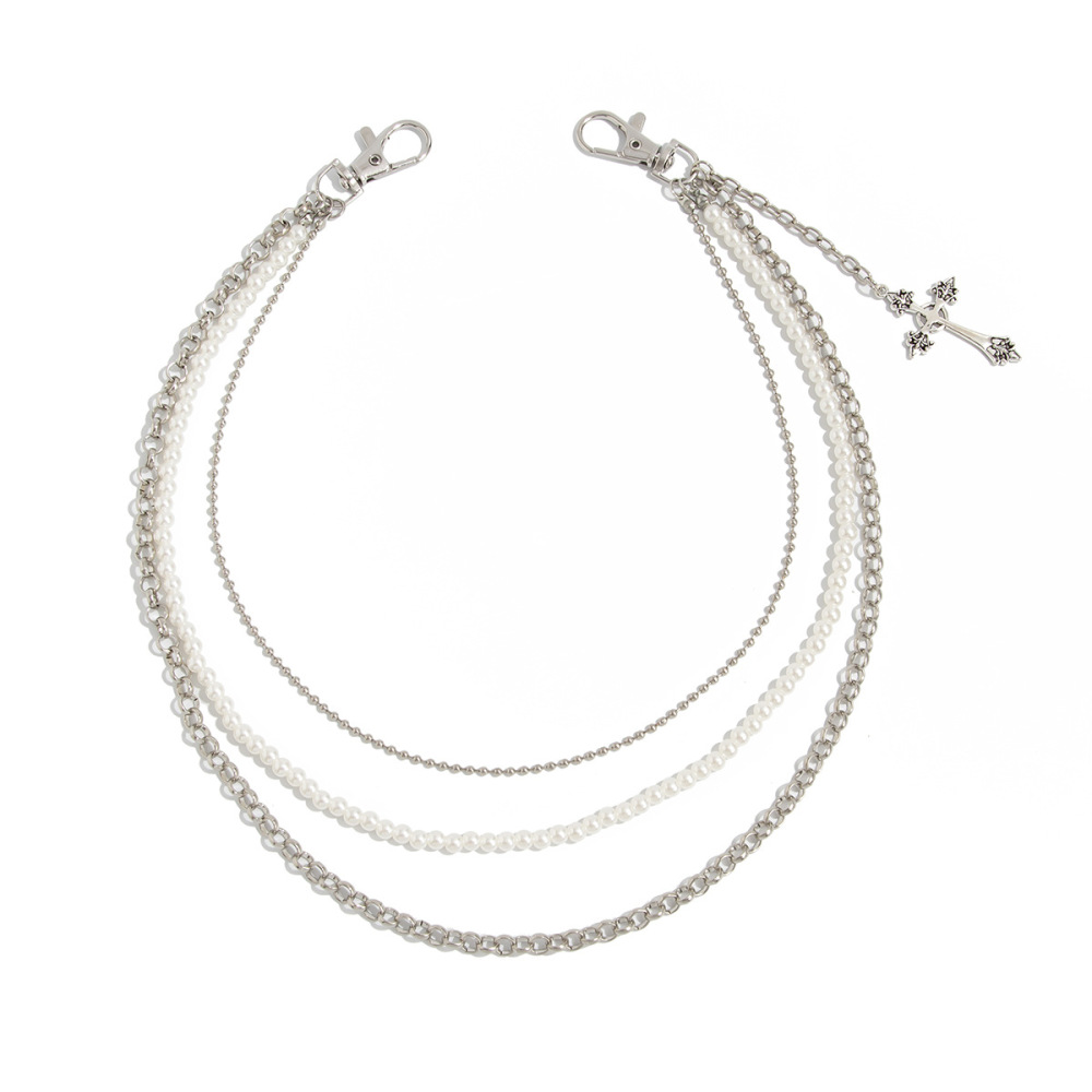 Pearl Cross Pendant Trouser Chain Bag Chain Pants Chain