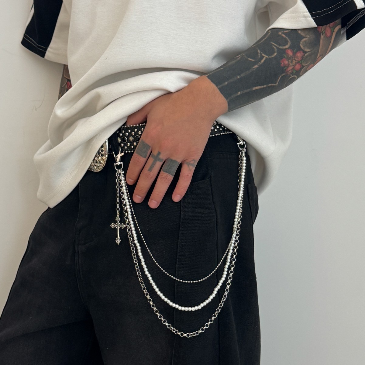 Pearl Cross Pendant Trouser Chain Bag Chain Pants Chain
