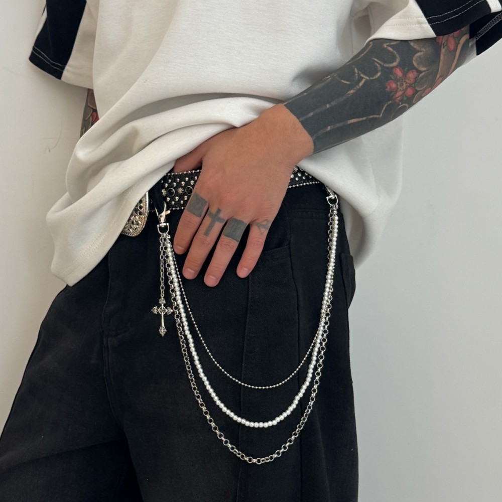 Pearl Cross Pendant Trouser Chain Bag Chain Pants Chain