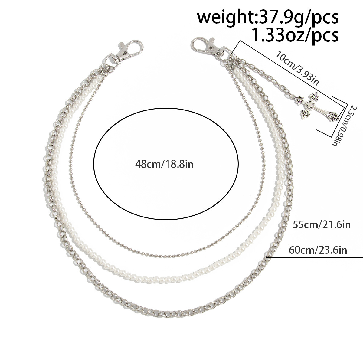 Pearl Cross Pendant Trouser Chain Bag Chain Pants Chain