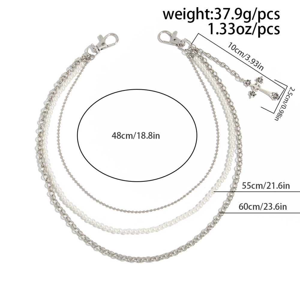 Pearl Cross Pendant Trouser Chain Bag Chain Pants Chain