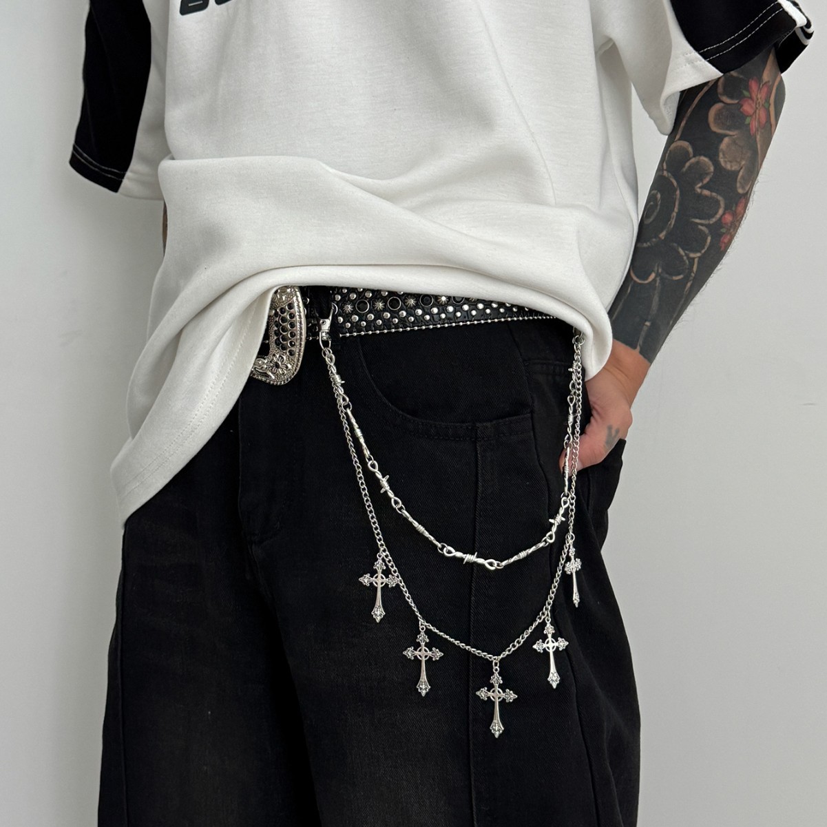 Thorn Cross Pants Chain Bag Chain