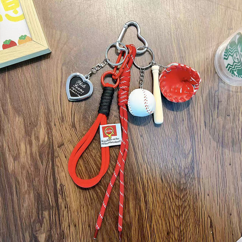 Baseball Themed Bag Charm Keychain