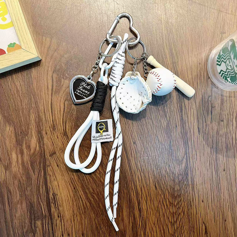 Baseball Themed Bag Charm Keychain