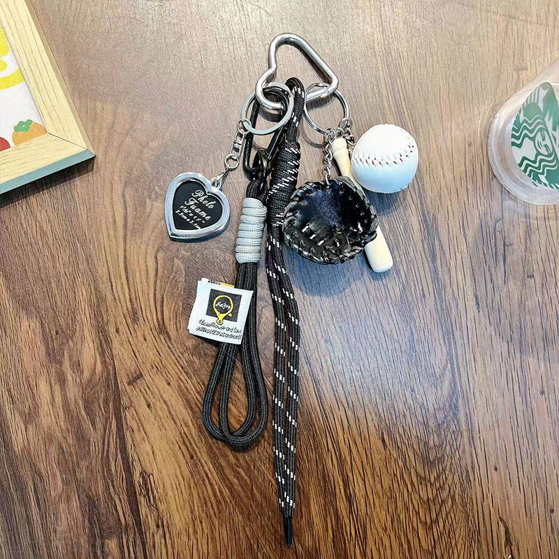 Baseball Themed Bag Charm Keychain