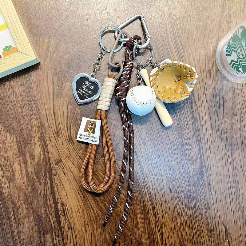 Baseball Themed Bag Charm Keychain