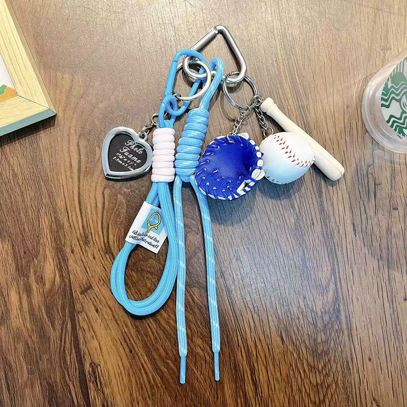 Baseball Themed Bag Charm Keychain
