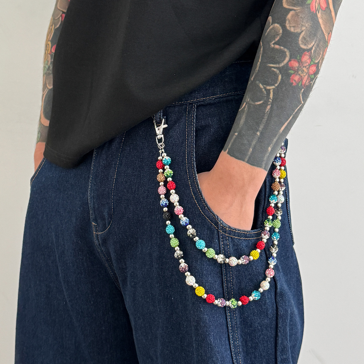 Rhinestone Beaded Trouser Chain Bag Chain Pants Chain