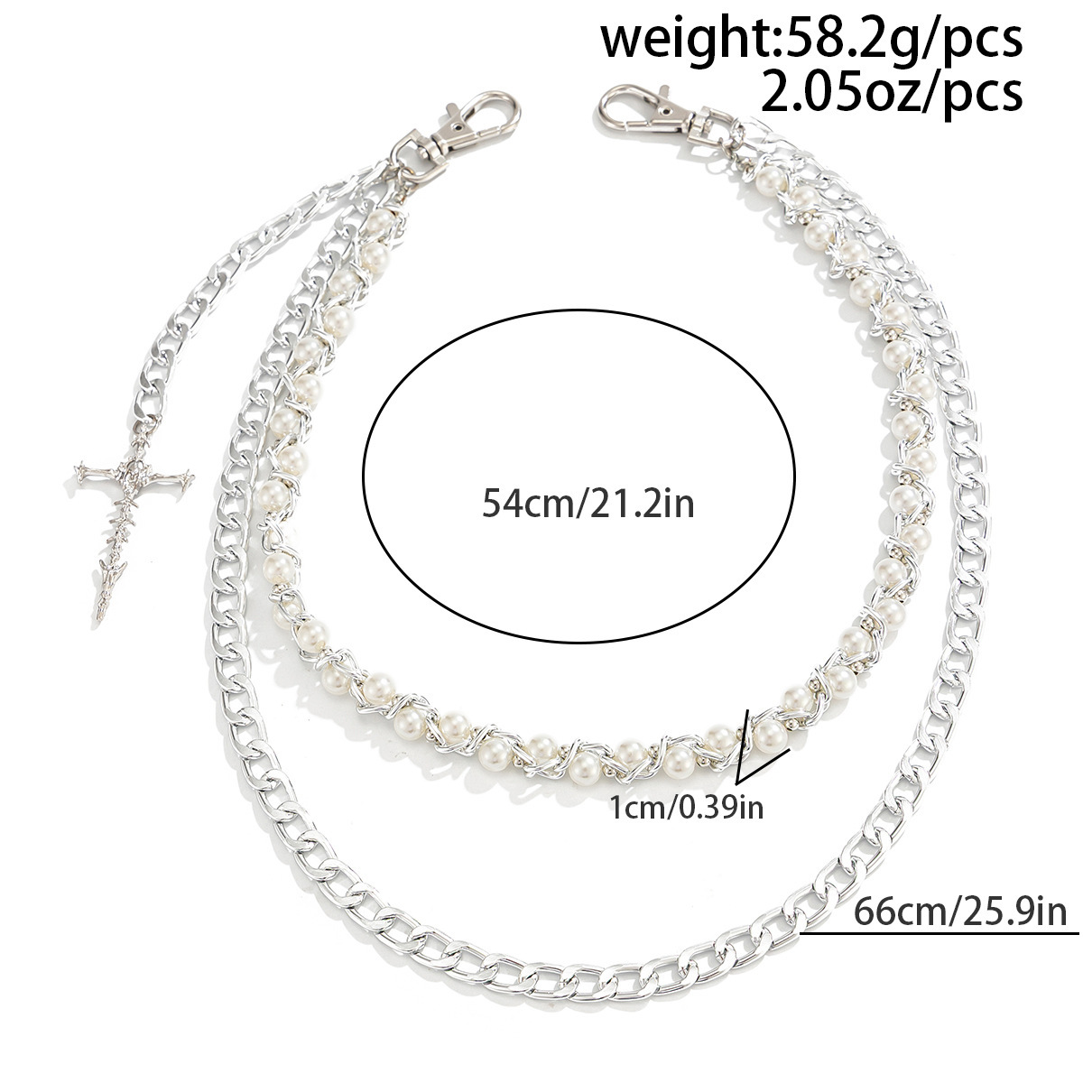 Cross Pearl Chain Trouser Chain Bag Chain