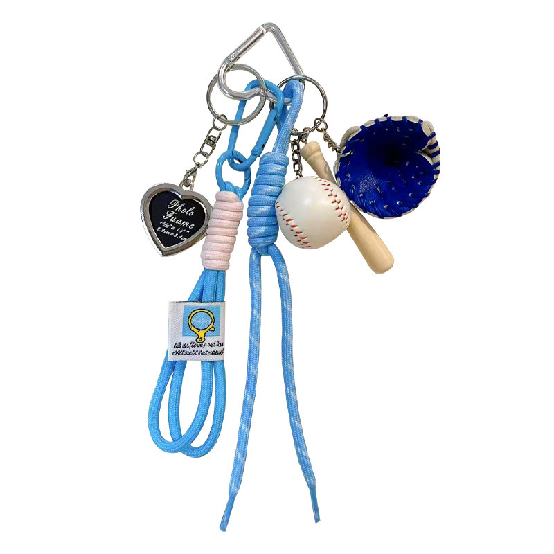 Baseball Themed Bag Charm Keychain