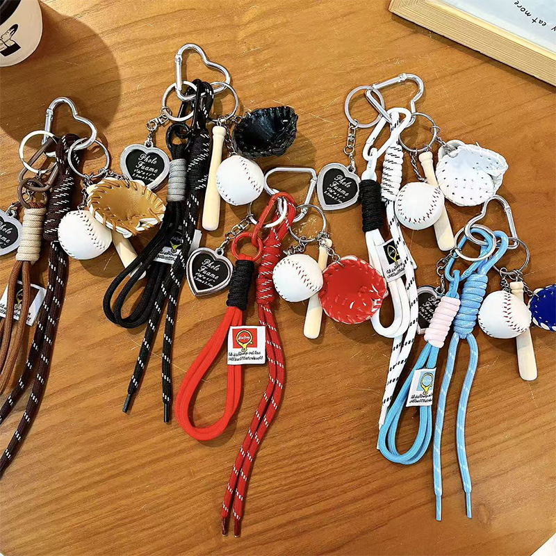 Baseball Themed Bag Charm Keychain
