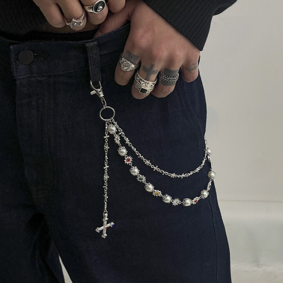 Cross Pearl Chain Pants Chain Bag Chain