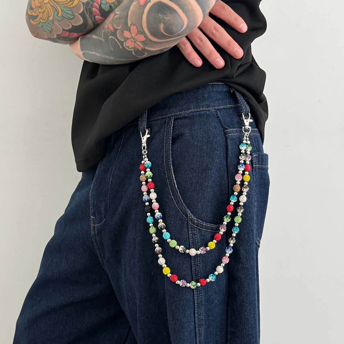 Rhinestone Beaded Trouser Chain Bag Chain Pants Chain
