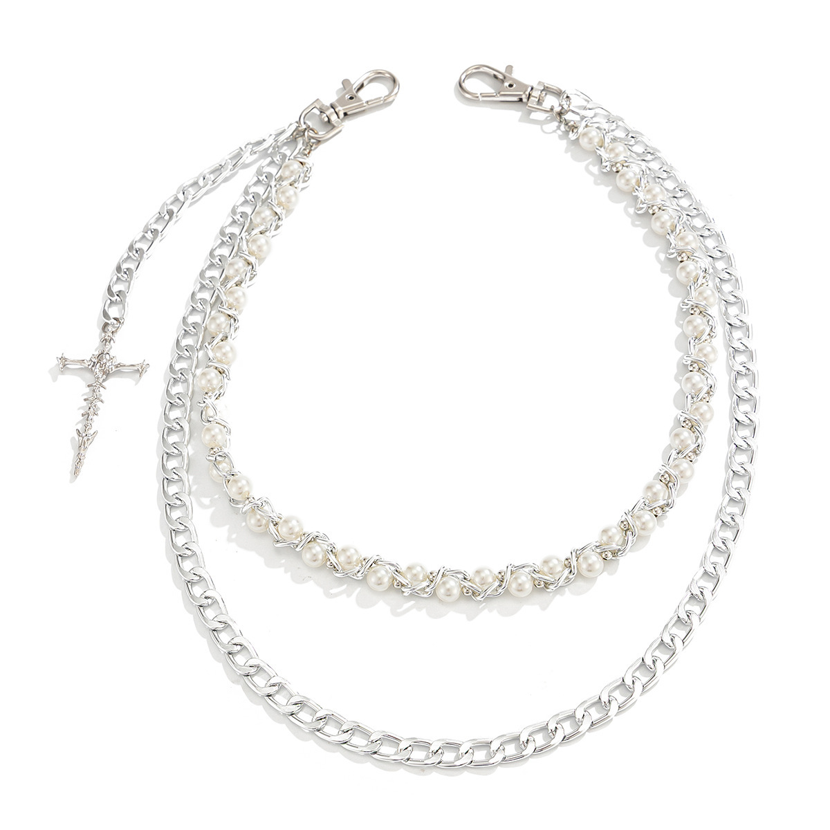 Cross Pearl Chain Trouser Chain Bag Chain