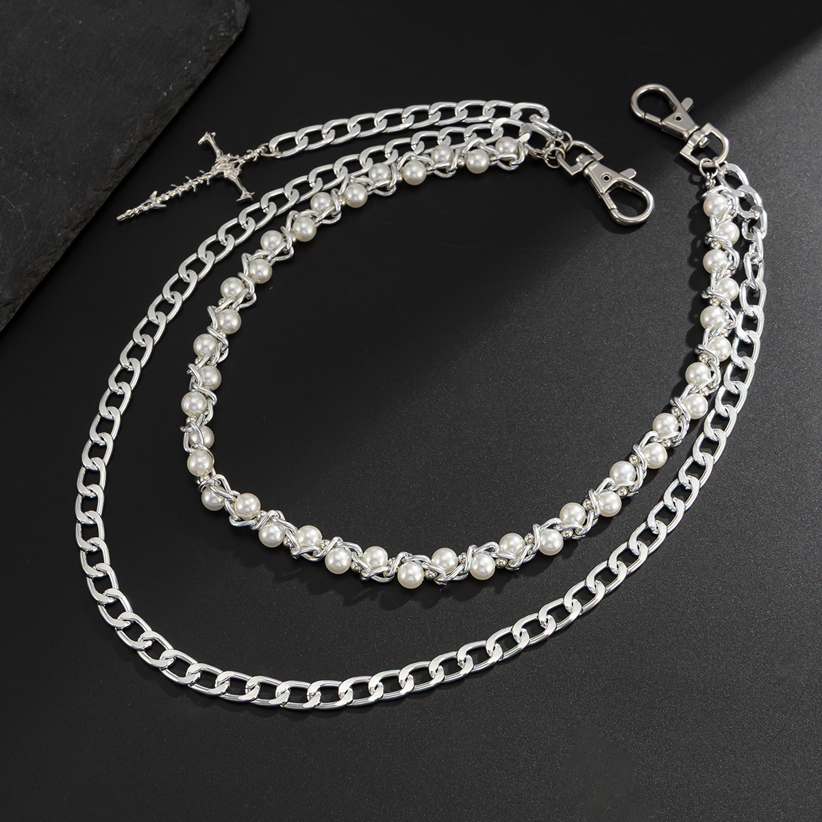 Cross Pearl Chain Trouser Chain Bag Chain