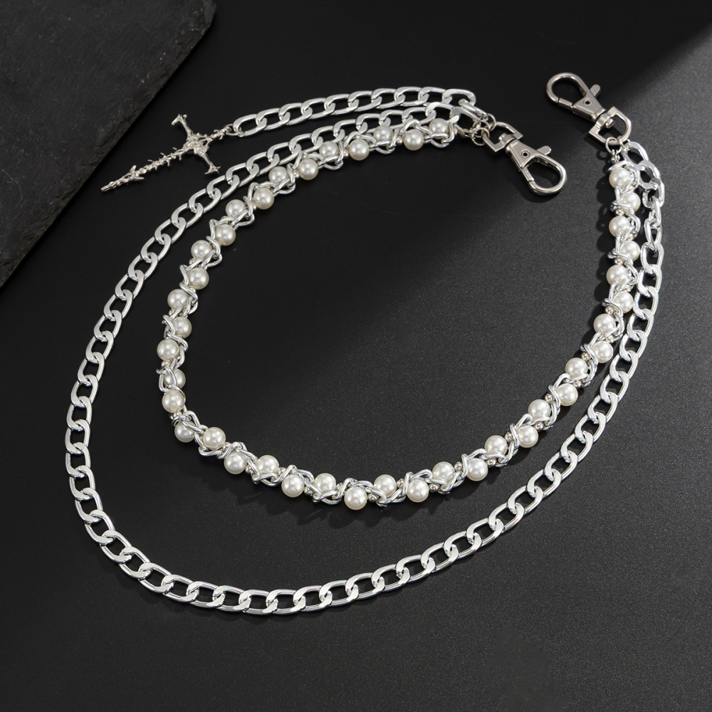 Cross Pearl Chain Trouser Chain Bag Chain