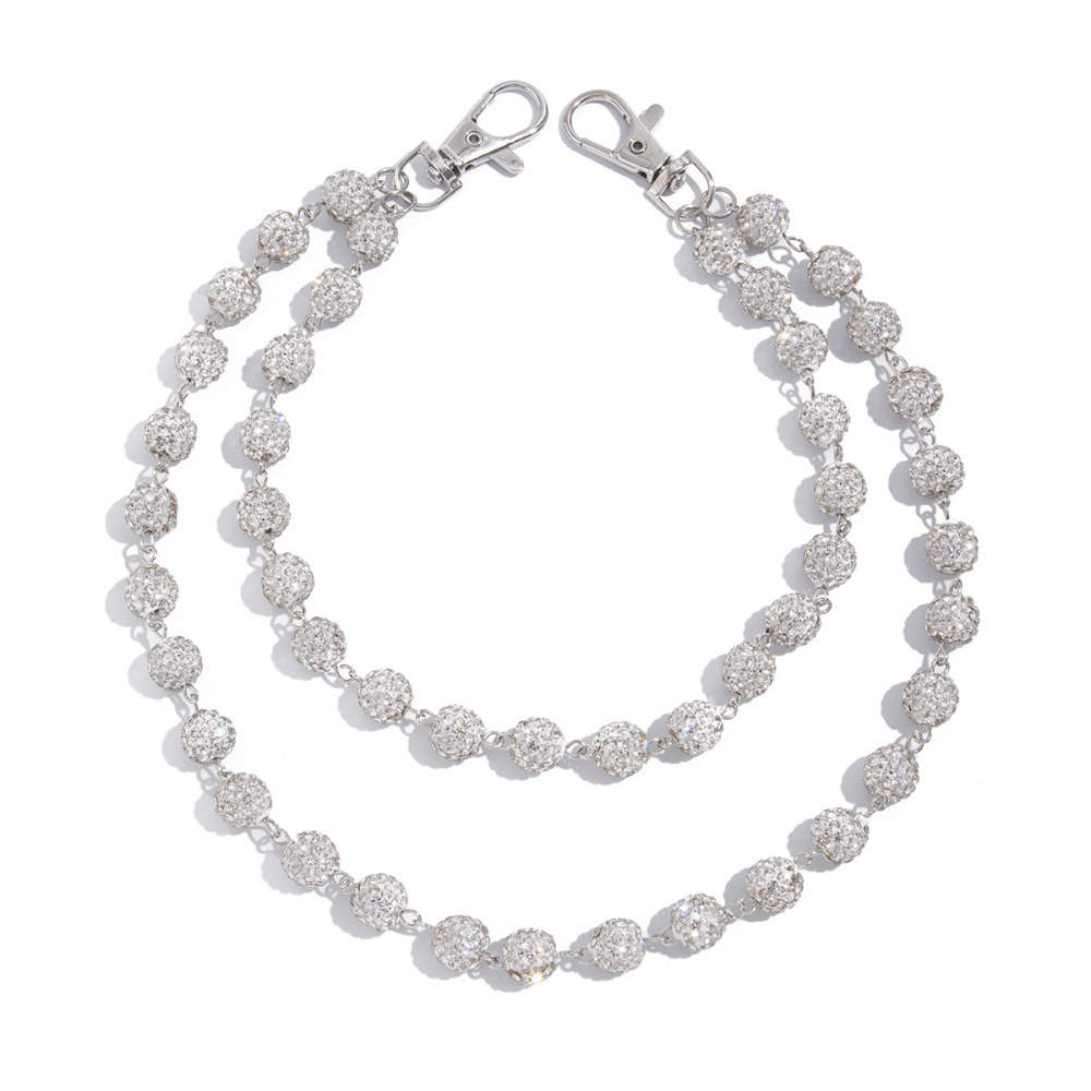 Diamond-encrusted Beaded Trouser Chain Bag Chain