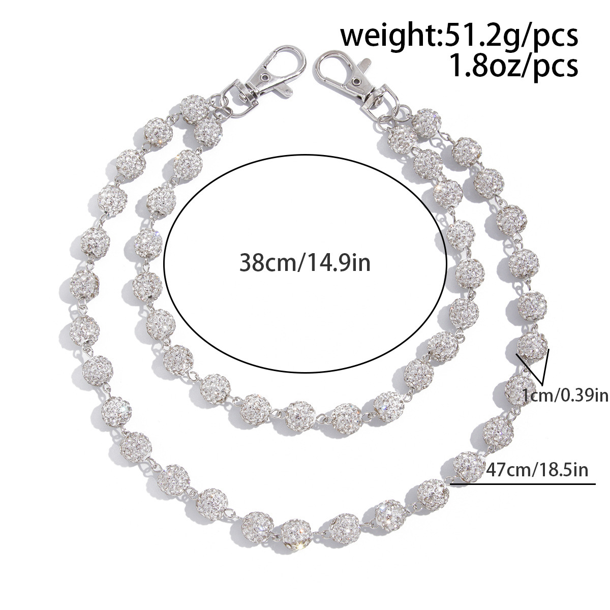 Diamond-encrusted Beaded Trouser Chain Bag Chain