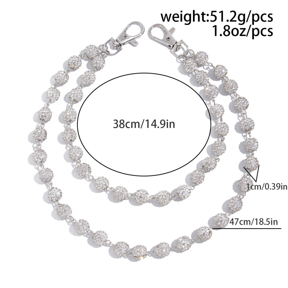 Diamond-encrusted Beaded Trouser Chain Bag Chain