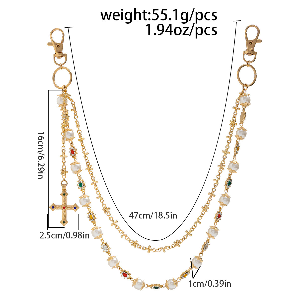 Cross Pearl Chain Pants Chain Bag Chain
