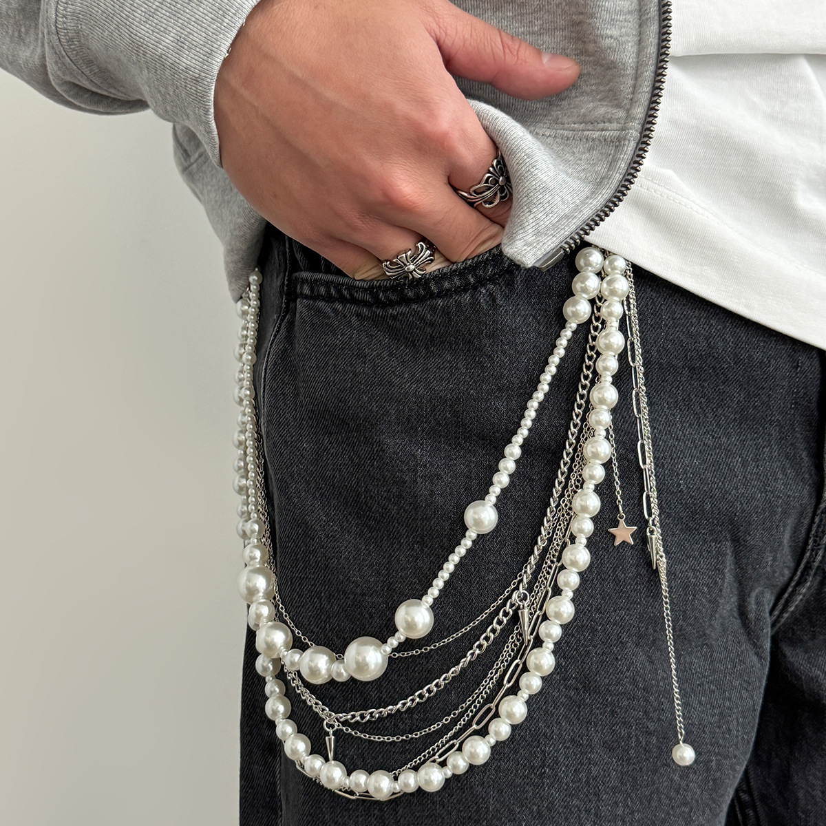 Pearl Chain Stacked Trouser Chain Wallet Chain Bag Chain