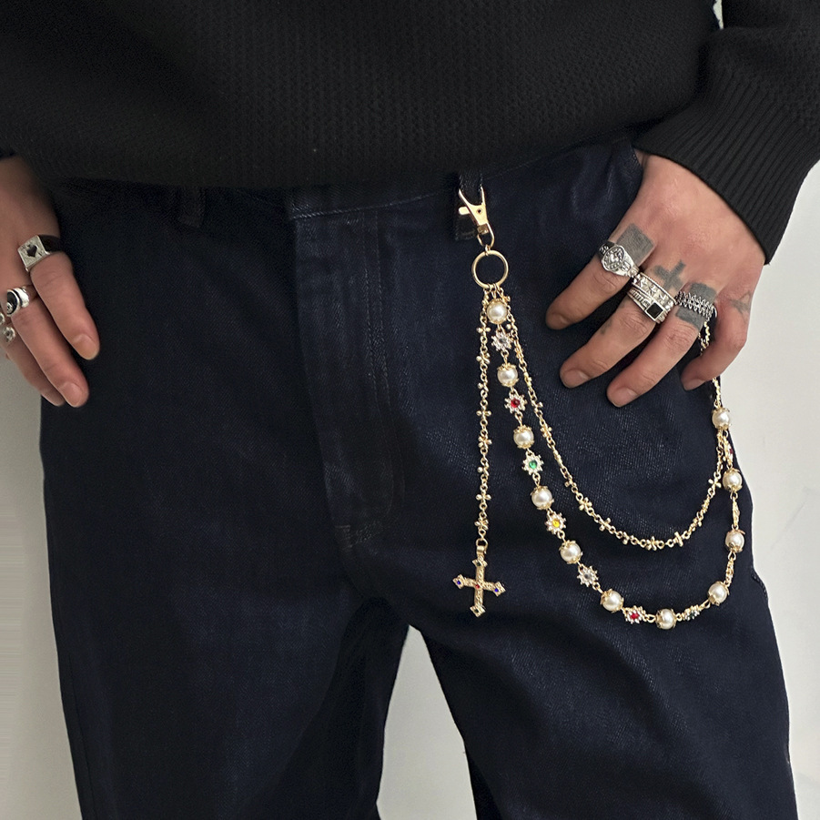 Cross Pearl Chain Pants Chain Bag Chain