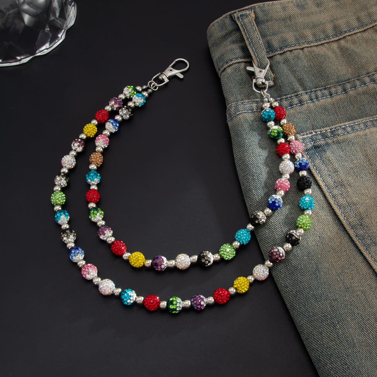 Rhinestone Beaded Trouser Chain Bag Chain Pants Chain