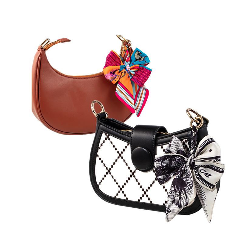 Pearl Silk Scarf Bow Keychain Bag Pendant