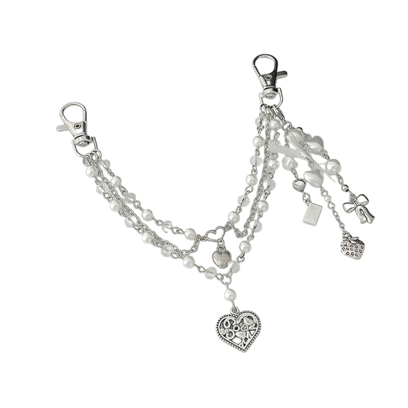 Personalized Heart-shaped Pearl Bag Chain