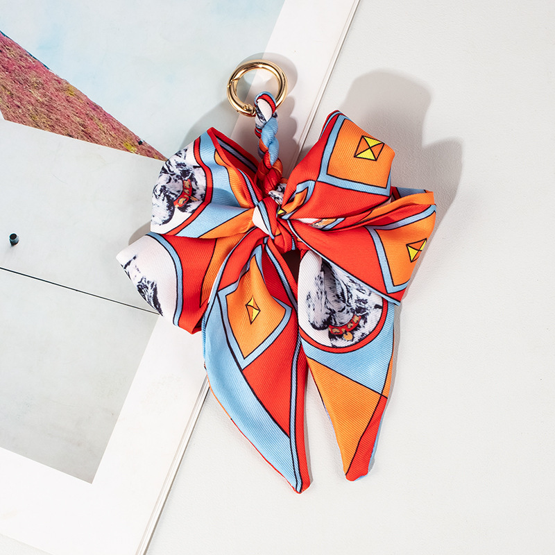 Pearl Silk Scarf Bow Keychain Bag Pendant