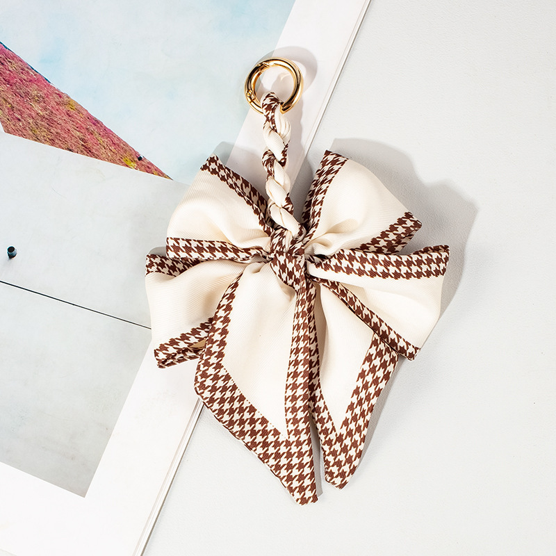 Pearl Silk Scarf Bow Keychain Bag Pendant