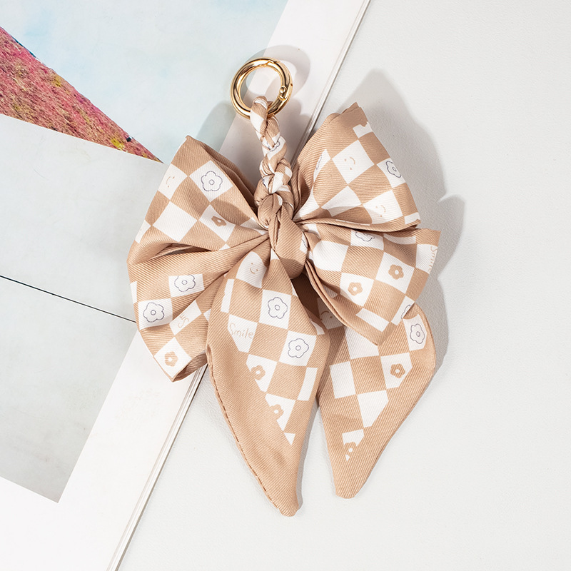 Pearl Silk Scarf Bow Keychain Bag Pendant