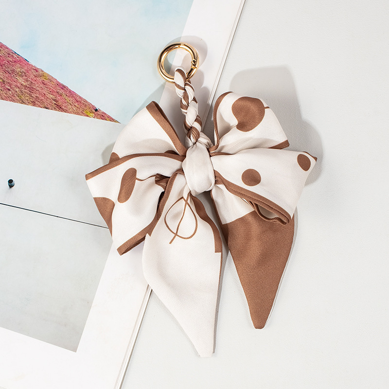 Pearl Silk Scarf Bow Keychain Bag Pendant