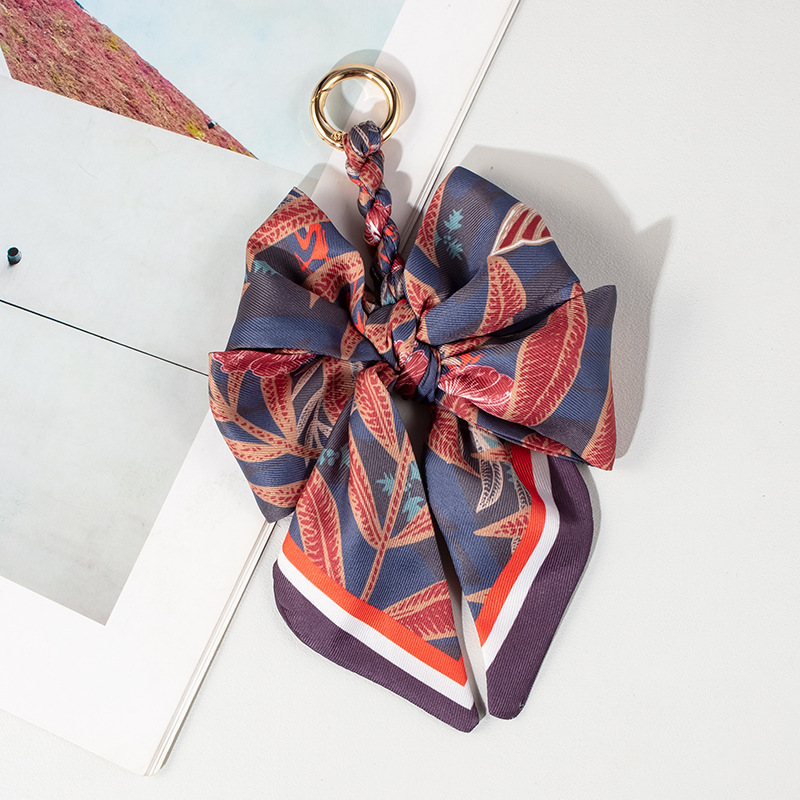 Pearl Silk Scarf Bow Keychain Bag Pendant