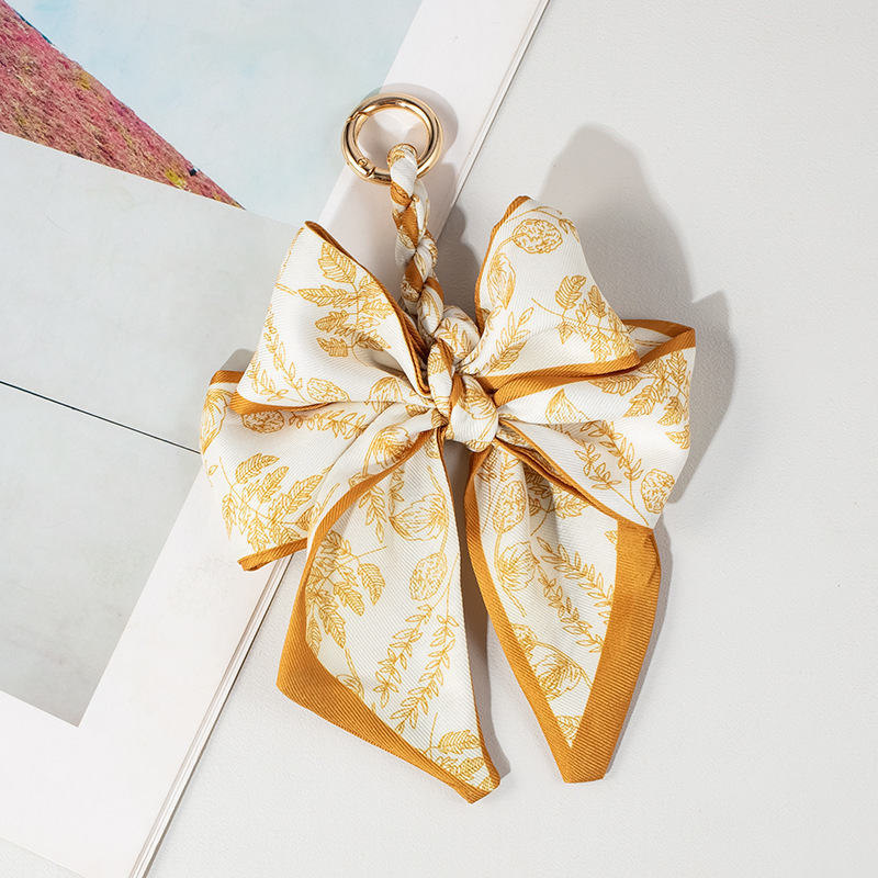Pearl Silk Scarf Bow Keychain Bag Pendant