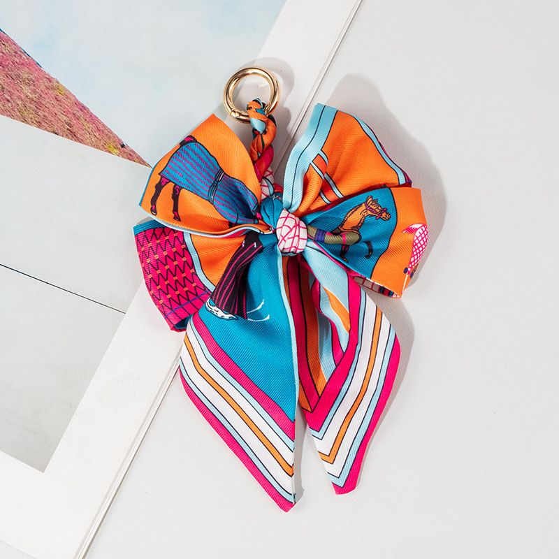 Pearl Silk Scarf Bow Keychain Bag Pendant