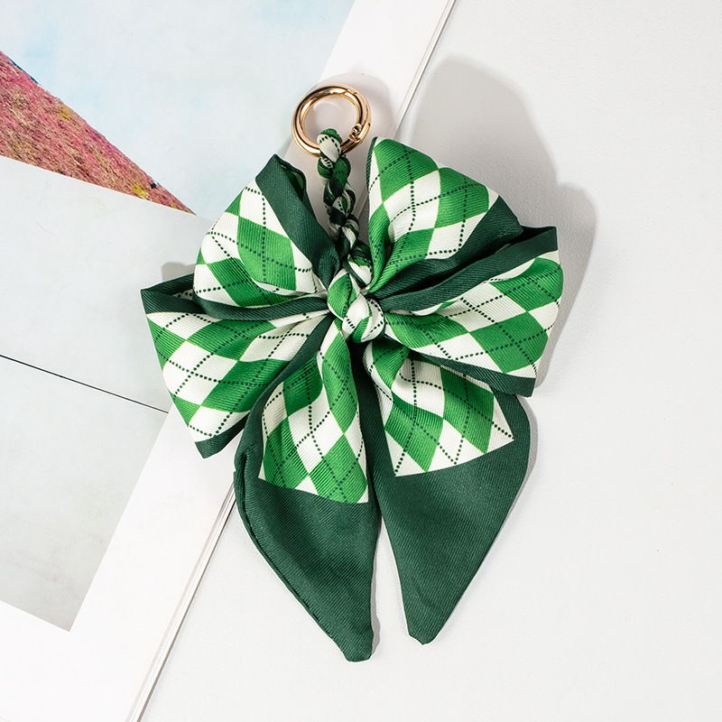 Pearl Silk Scarf Bow Keychain Bag Pendant