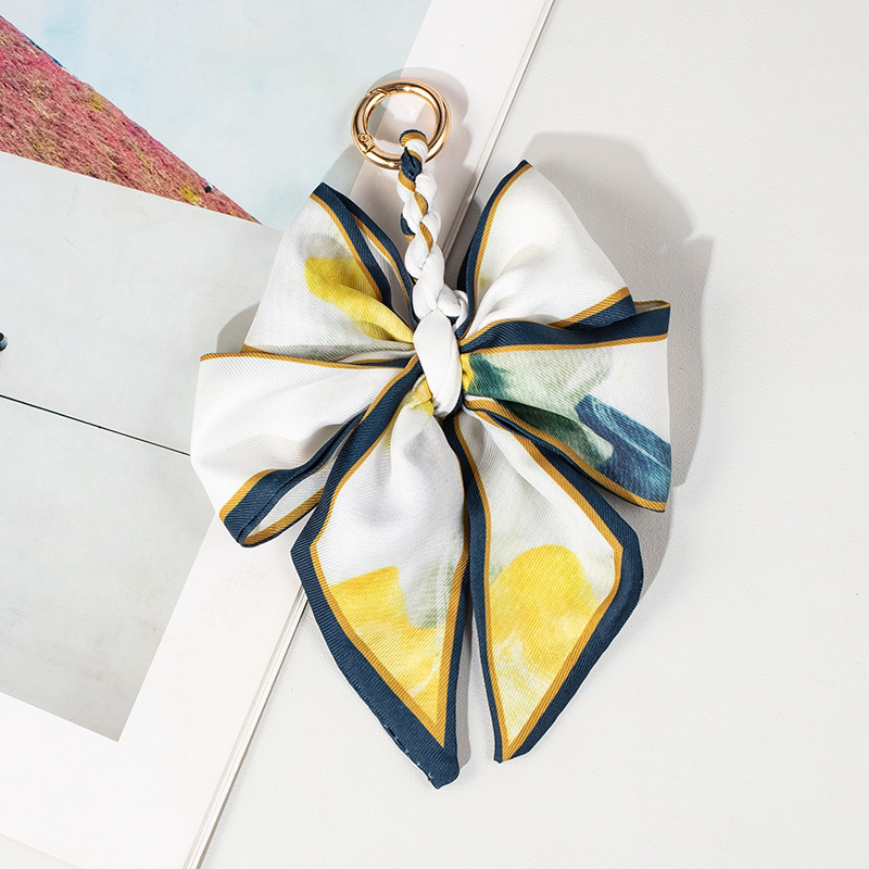 Pearl Silk Scarf Bow Keychain Bag Pendant