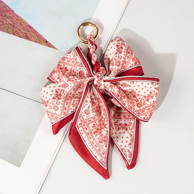 Pearl Silk Scarf Bow Keychain Bag Pendant