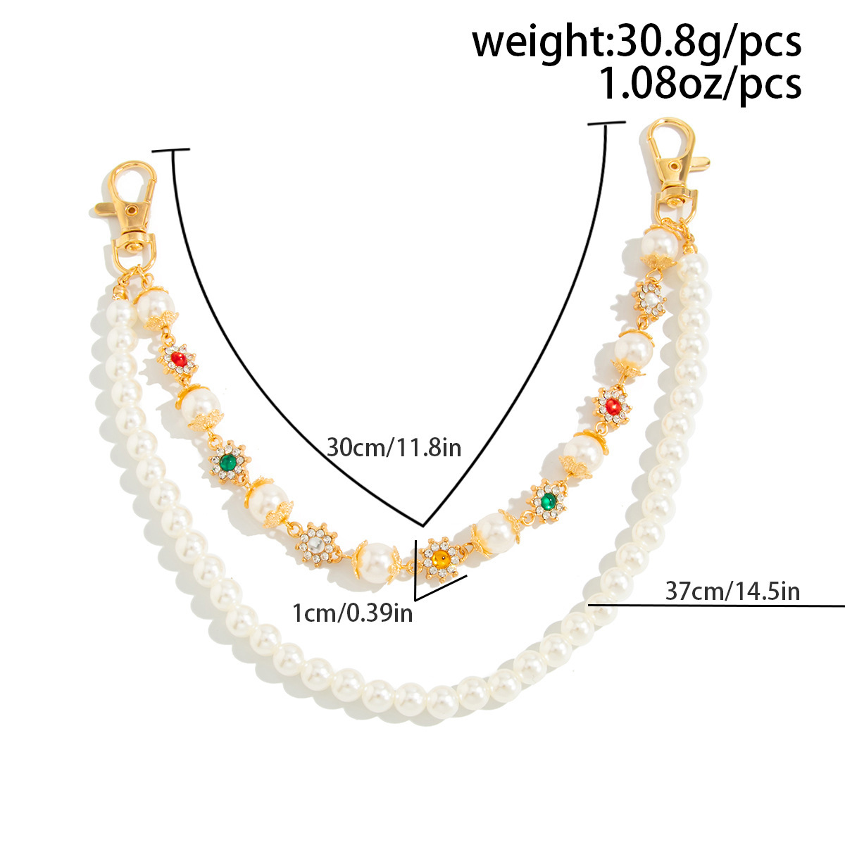 Colorful Rhinestone Flower Bag Chain Pants Chain