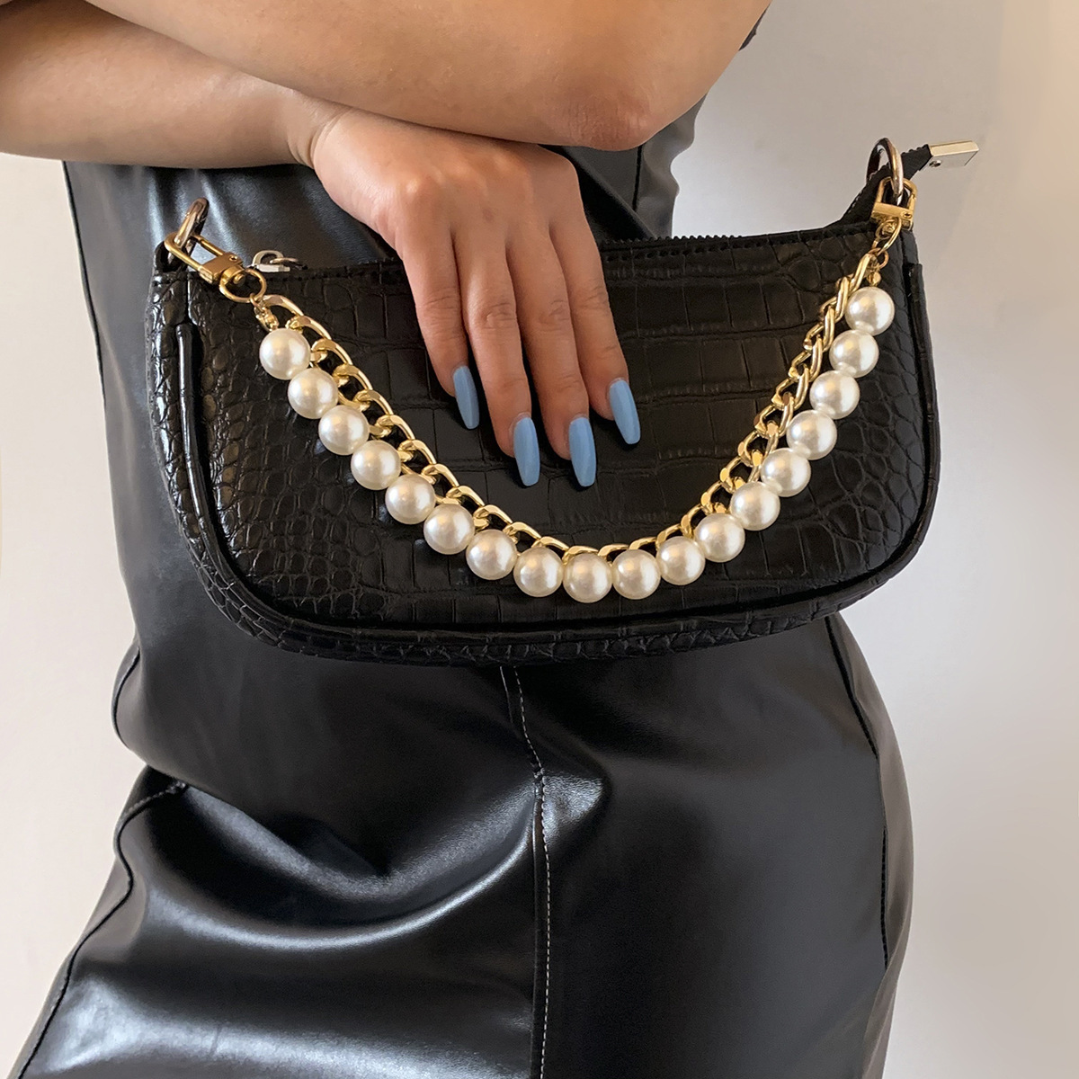 Simple Pearl Alloy Bag Chain