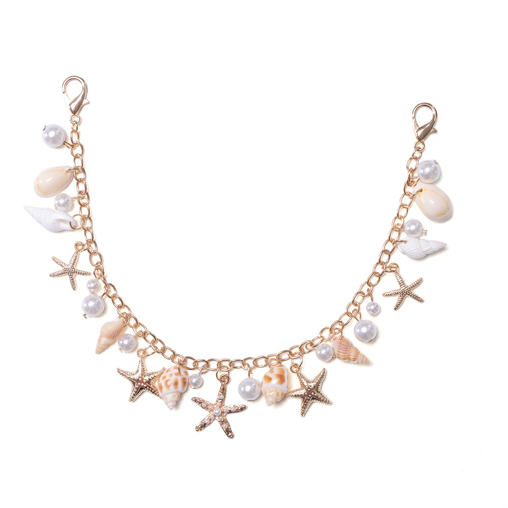 Bohemian Style Starfish, Conch Pearl Bag Chain