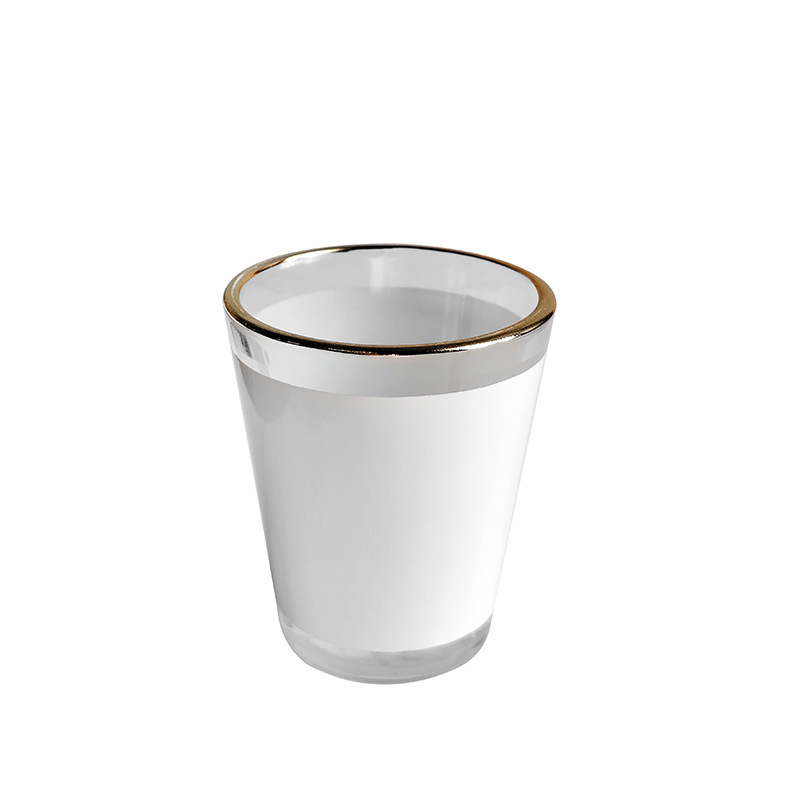 Sublimation 1.5OZ Small White Coated Wine Glass With Gold Rim