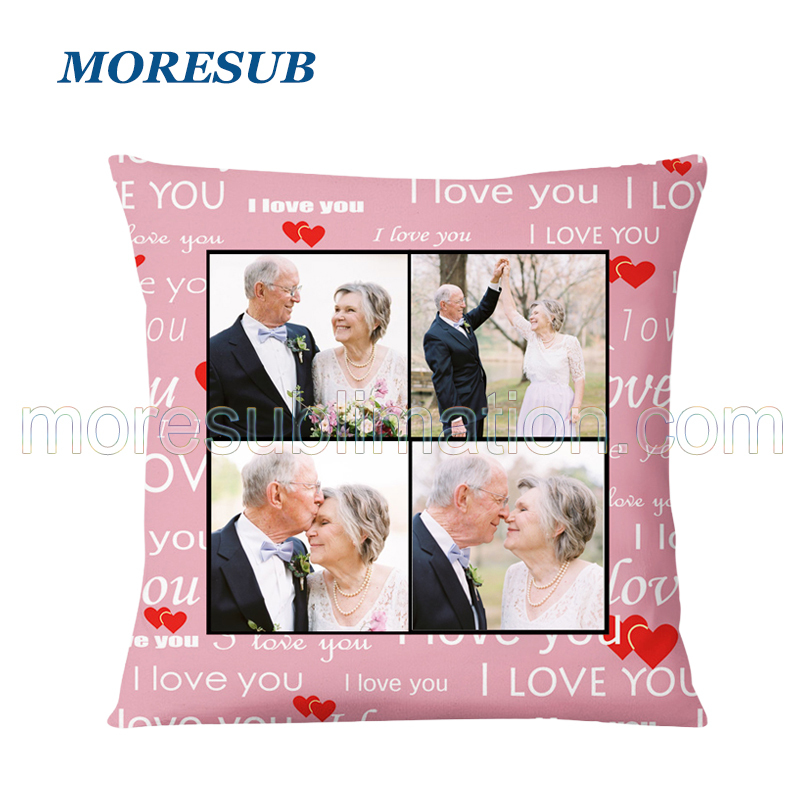 Sublimation 4 Panel " I Love You" 16 x 16 INCHES Pillow Case Wholesale Pillow Cover