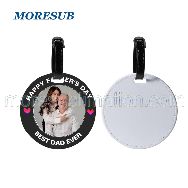 Sublimation Round PU Leather Luggage Tag Blanks Wholesale Bag Tag