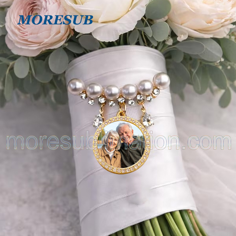Sublimation Bouquet Photo Pin Blanks Wholesale Bouquet Rememberance Charm