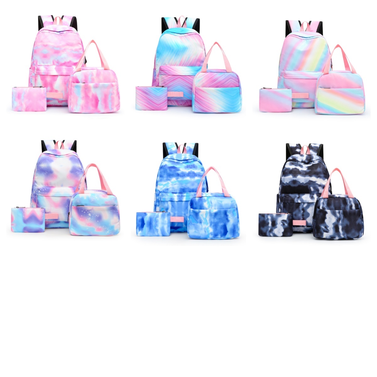 3-Piece Casual Student Backpack Set: Large-Capacity Minimalist School Bag, Lunch Bag, and Pencil Case